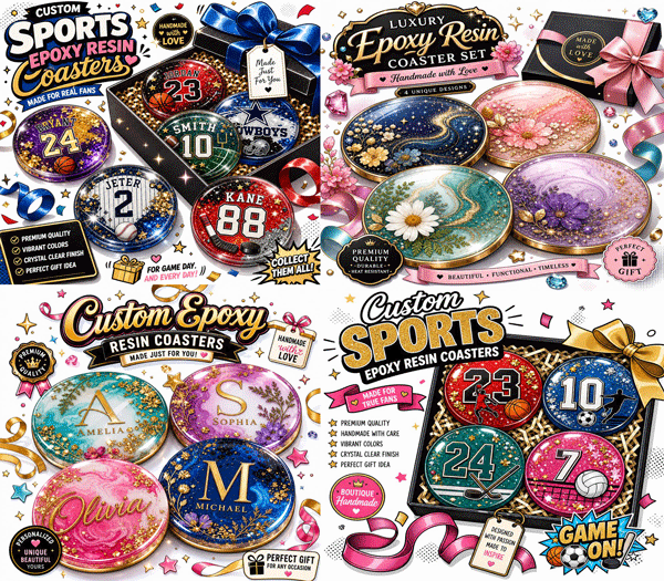 Custom Resin Coaster Set