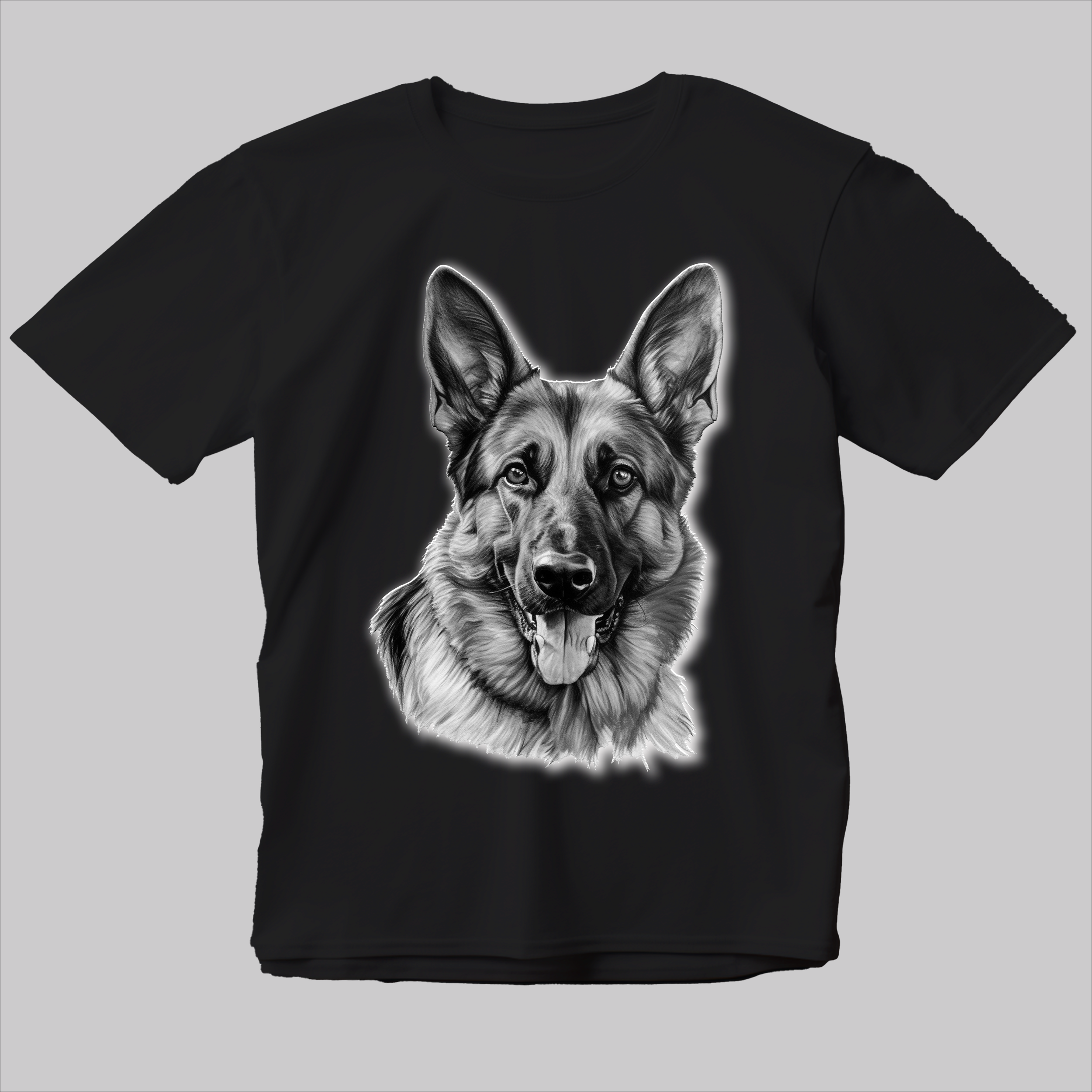 German Shepherd Black and White Tee
